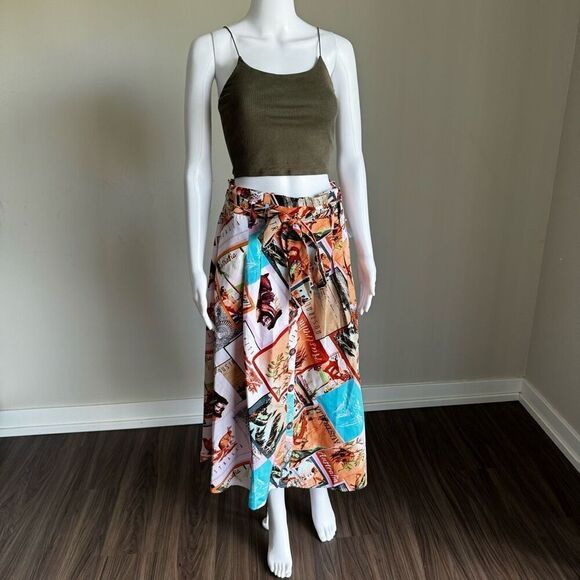 VTG 50’s Style Australia Travel Postcard Print Tie Waist Skirt NWT - Picture 2 of 10